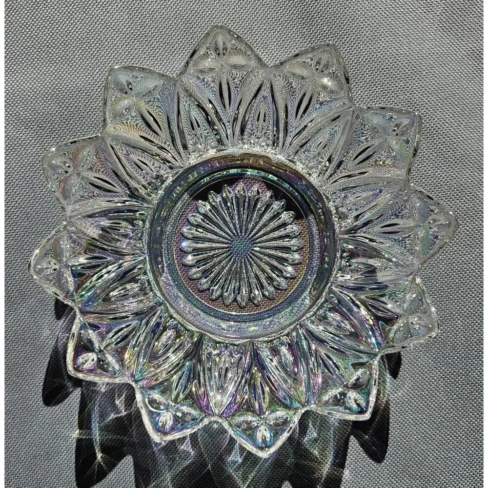 Vintage Federal Glass Petal #2829 Iridescent Dessert Berry Bowls Set of 6